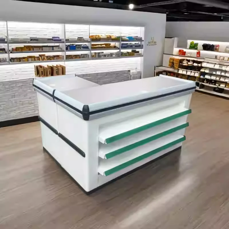 Food Snacks Corner - スナックショップのレジ係、チューインガム、フロント棚のコーナー、母子分店、ステンレス製のコレクションカウンター
