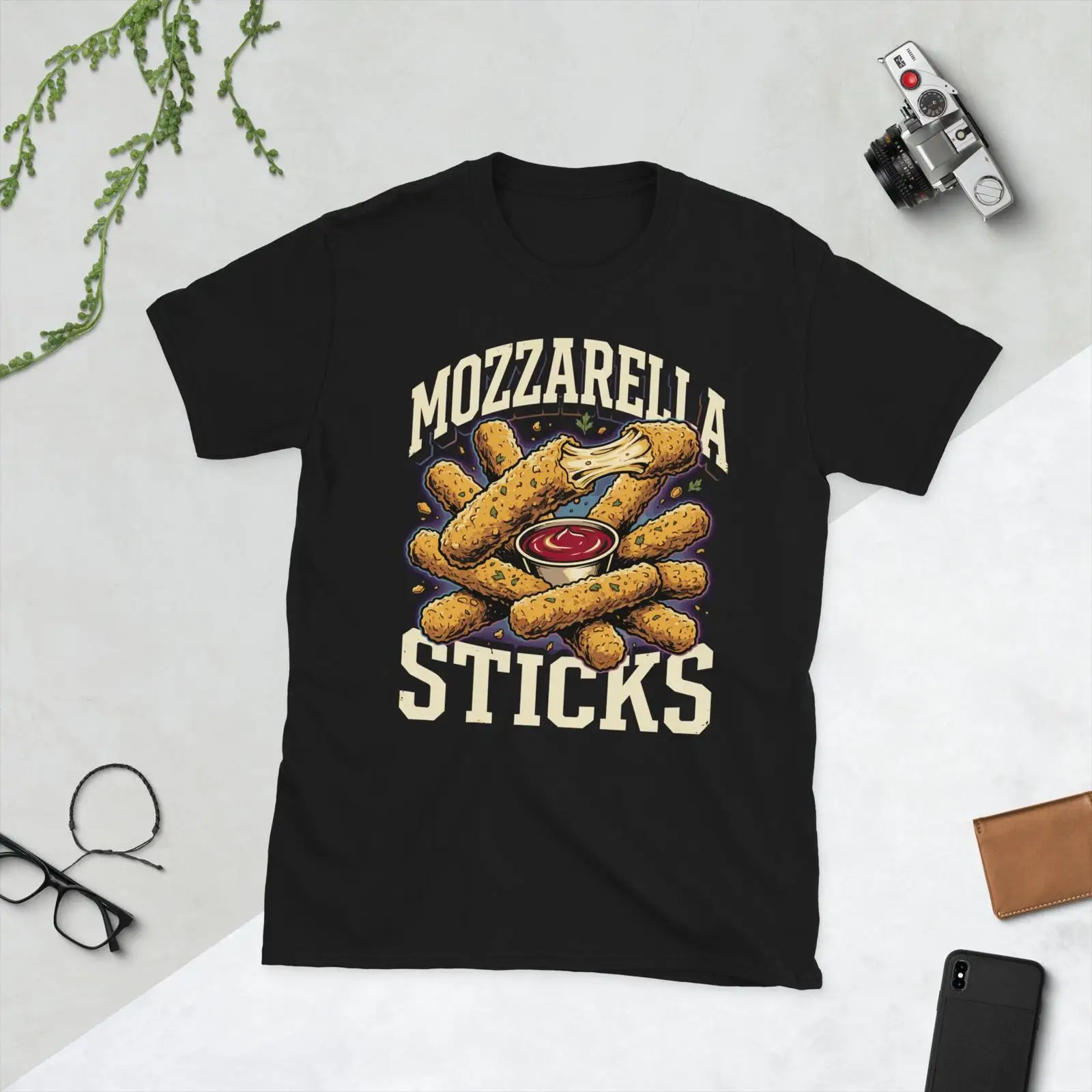 Food Lovers Snacks - 面白いファーストフード Tシャツ ヴィンテージ モッツァレラスティック レトロスナック愛好家 90年代