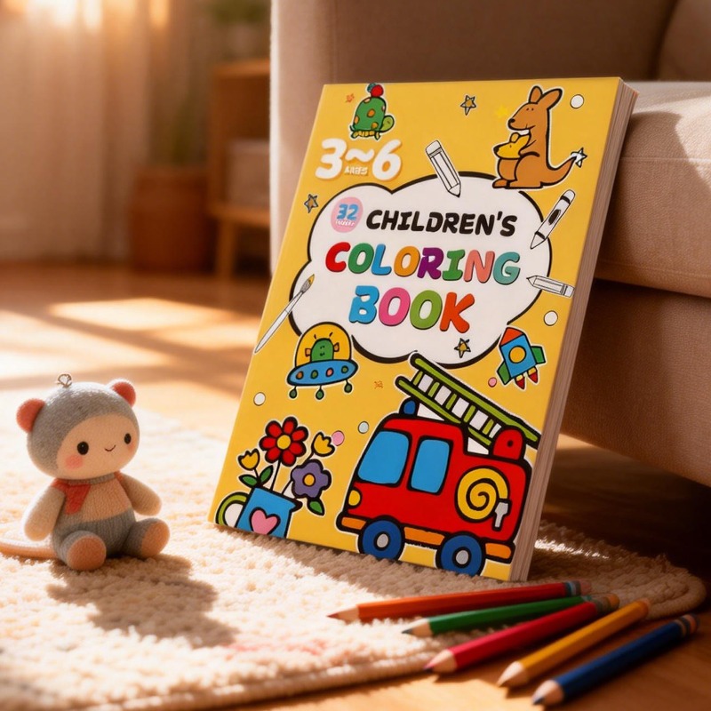 Food Snacks Coloring Book - 子供向けお絵かきブック、カラーケース付き、落書き風の漫画の動物、交通機関、食べ物のテーマ、楽しい塗り絵ブック