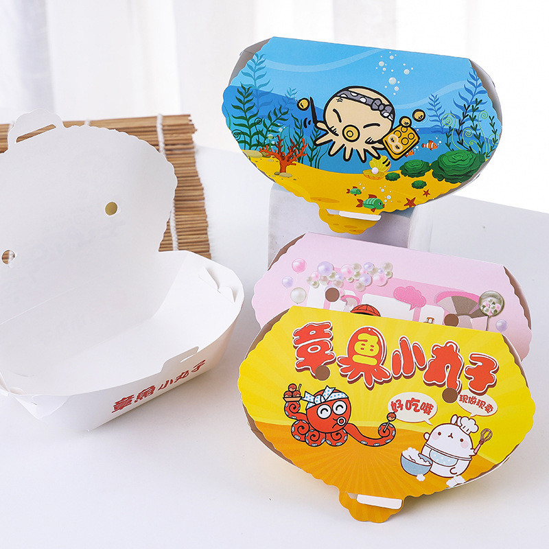 100 個使い捨て漫画タコボール包装箱日本の屋台の食べ物たこ - Food Packed Snacks のレビューと価格