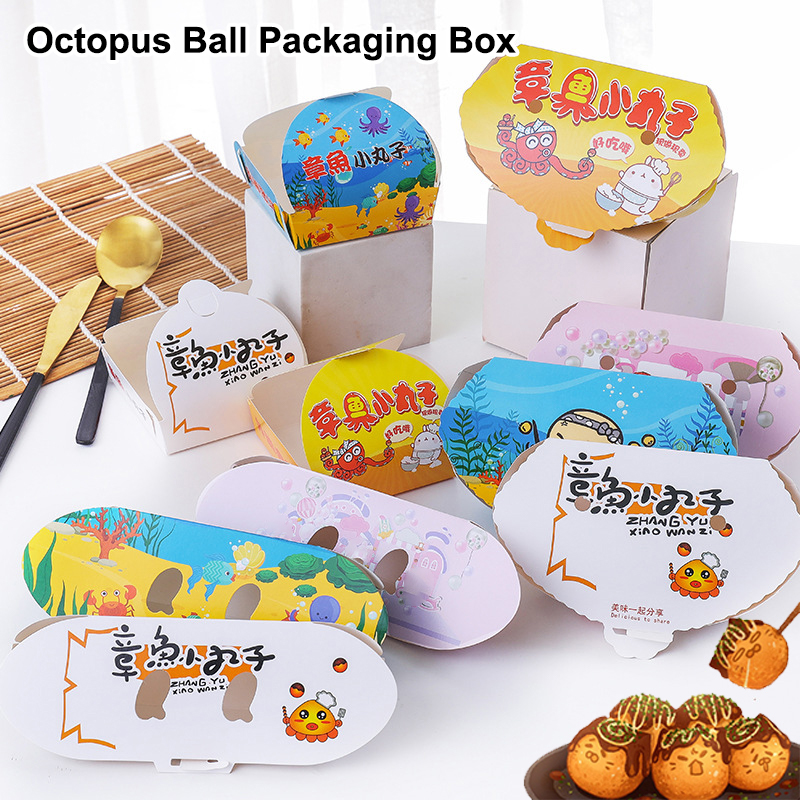 100 個使い捨て漫画タコボール包装箱日本の屋台の食べ物たこ - Food Packed Snacks のレビューと価格