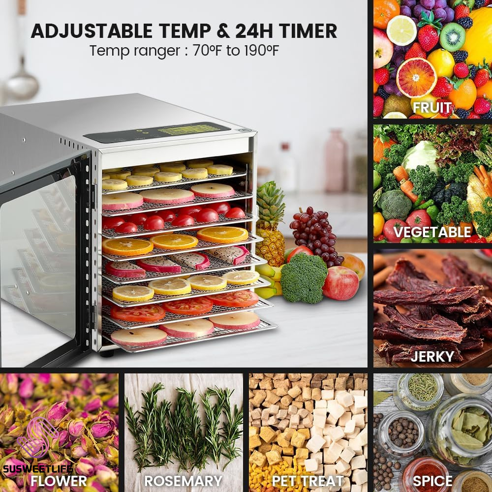 大容量 8 トレイ食品乾燥機 500 ワット DIY ペット - Food Snacks Healthy のレビューと価格