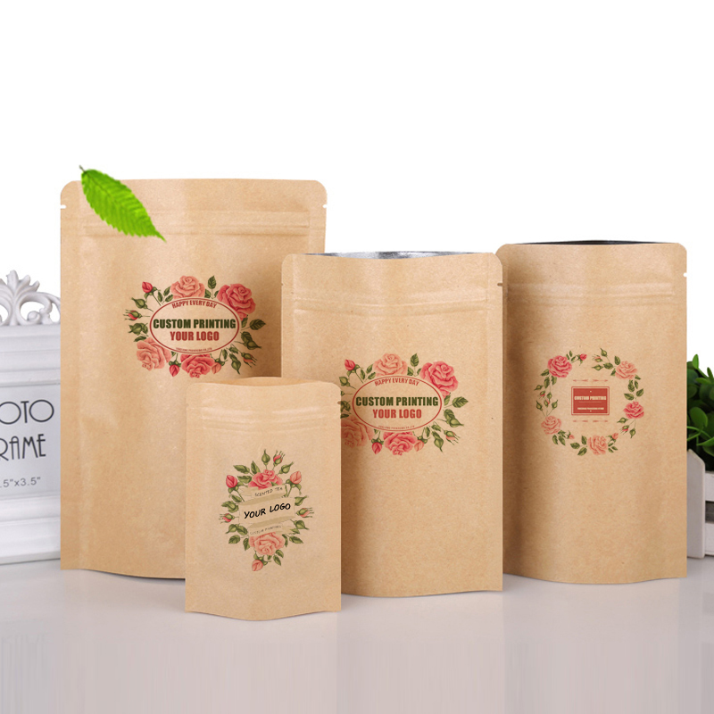 カスタムロゴ入り茶色クラフト紙製ジップロック式ナッツ、ペット - Logo Food Snack のレビューと価格