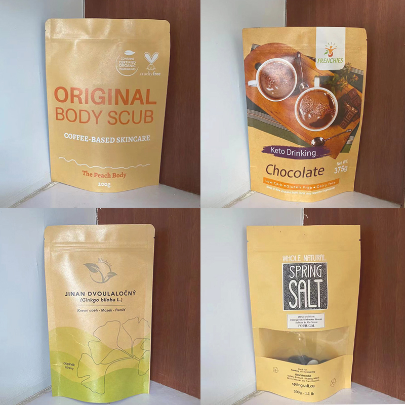 カスタムロゴ入り茶色クラフト紙製ジップロック式ナッツ、ペット - Logo Food Snack のレビューと価格