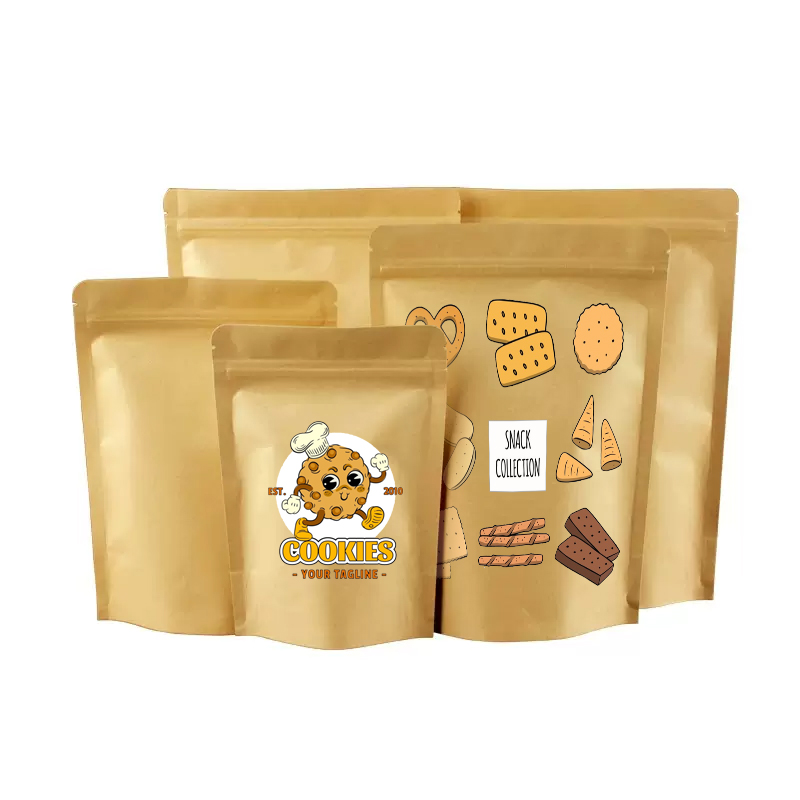 カスタムロゴ入り茶色クラフト紙製ジップロック式ナッツ、ペット - Logo Food Snack のレビューと価格