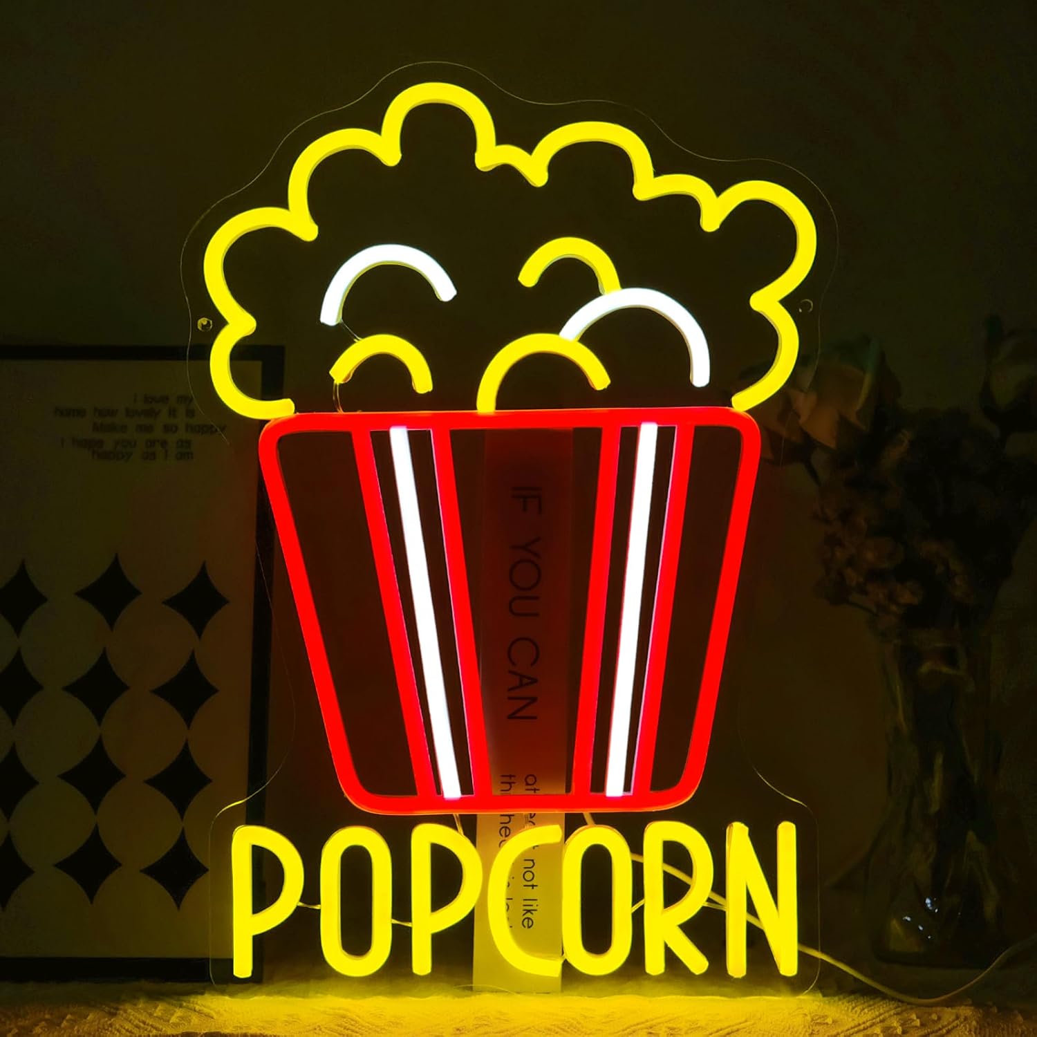 ポップコーンネオンサイン調光可能フードLEDネオンライト、ホ - Snacks Food Video のレビューと価格