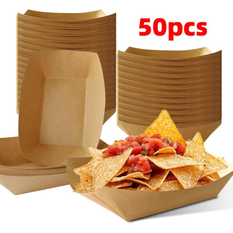 クラフトボートトレイ使い捨てホットドッグボートクラフト紙食品 - Food Packed Snacks のレビューと価格