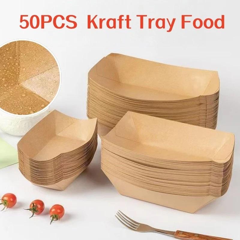 クラフトボートトレイ使い捨てホットドッグボートクラフト紙食品 - Food Packed Snacks のレビューと価格