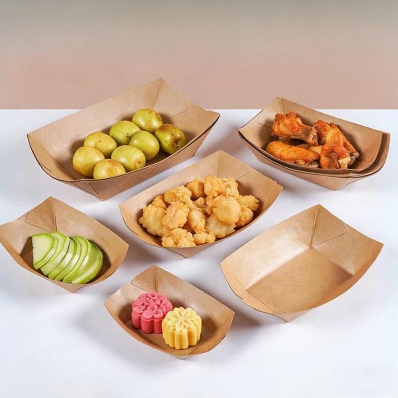 クラフトボートトレイ使い捨てホットドッグボートクラフト紙食品 - Food Packed Snacks のレビューと価格
