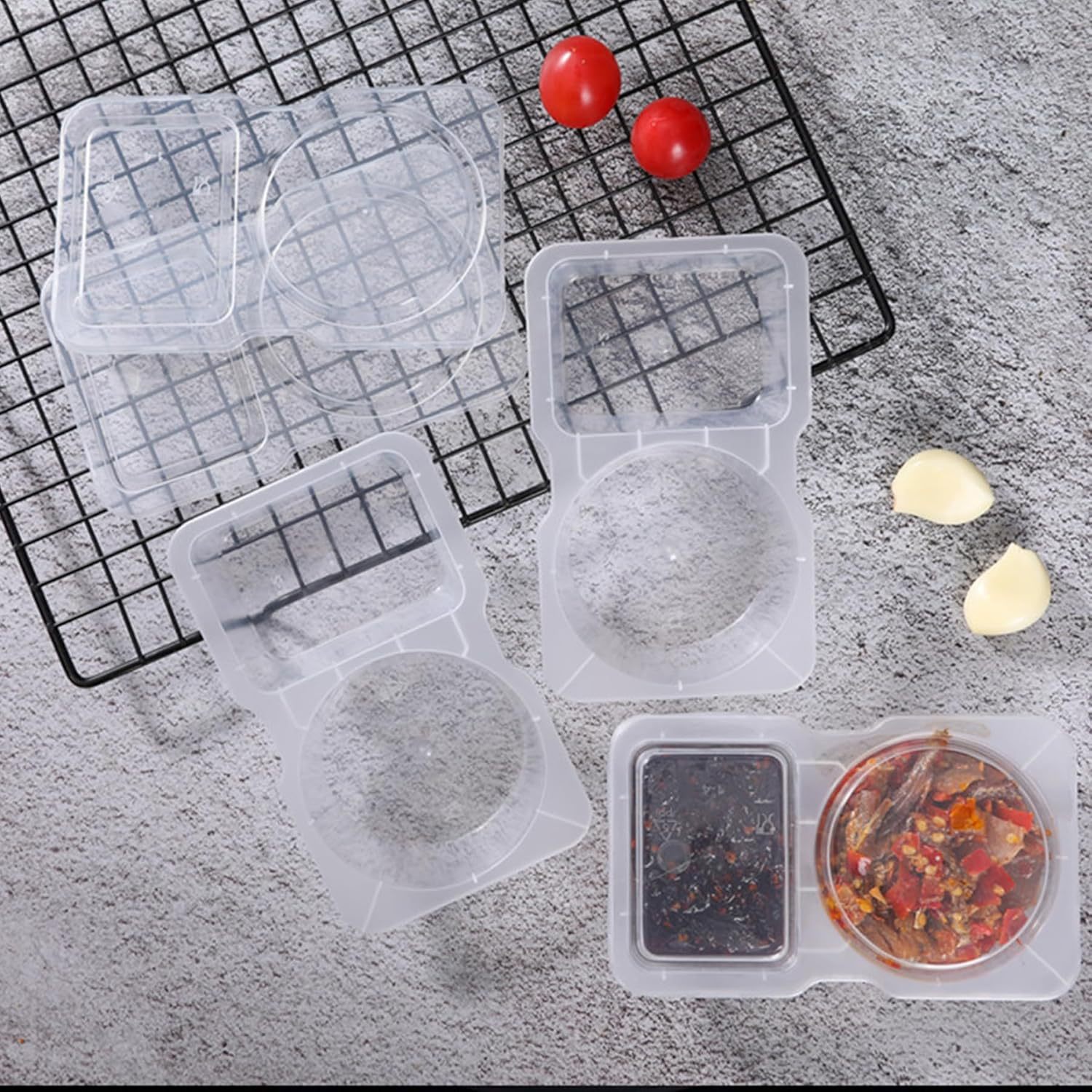 2つのコンパートメントが付いた使い捨て透明プラスチック製スナ - Food Packed Snacks のレビューと価格