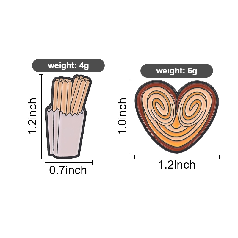 面白いスナックのエナメルピン、チュロスとハート型のパームペス - Food Lovers Snacks のレビューと価格