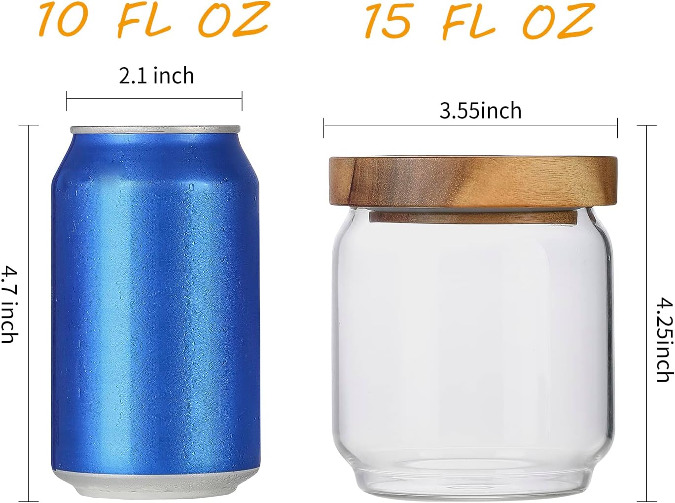 4個セット 15オンス クリアガラスジャー 気密木製蓋付き、 - Food Packed Snacks のレビューと価格
